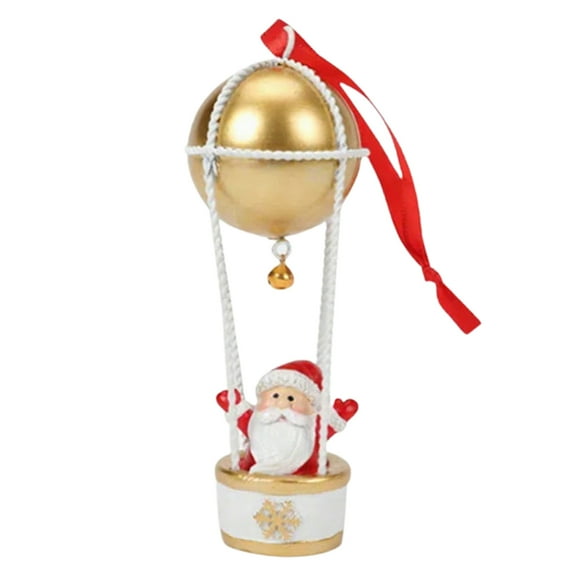 Shoreew Santa Claus Deer Hot Air Balloon Ornament Iron Father Christmas Hot Air Balloon Decoration Hand-Painted Christmas Tree Decor