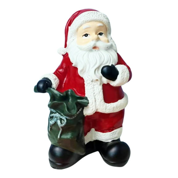 Shoreew Santa Claus Figurine Christmas Tabletop Resin Santa Sculpture with Gift Bag for Mantle Bookshelf Home Decor