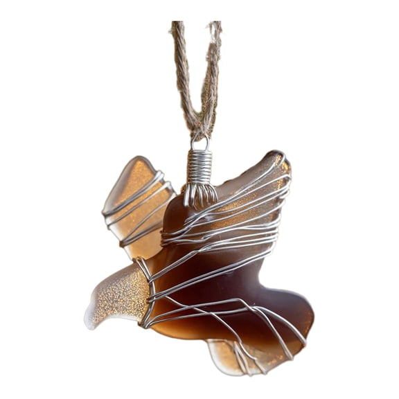 Shoreew Sea Glass Bird Ornaments Handmade Ocean Style Hummingbird Bluebird Hanging Decoration Sea Glass Art Keepsake for Coastal Xmas Tree Decor