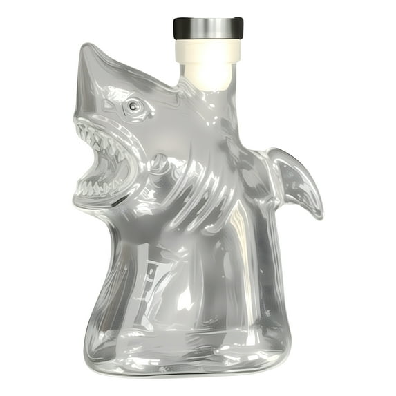 Shoreew Shark Glass Wine Decanter Liquor Bottle with Airtight Stopper 300ml Whiskey Vodka Beer Container Home Bar Decor Gift for Whiskey Lovers