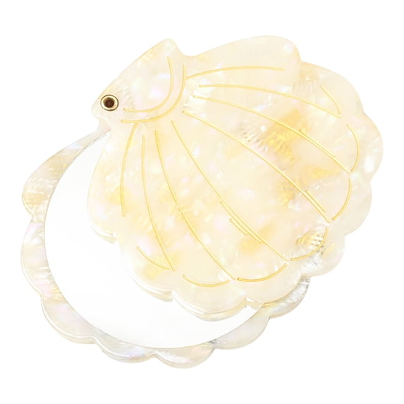 Shoreew Shell Shape Makeup Mirror Portable Travel Acetic Acid Folding Vanity Mirror Lightweight Women Girls Handheld Cosmetic Mirror