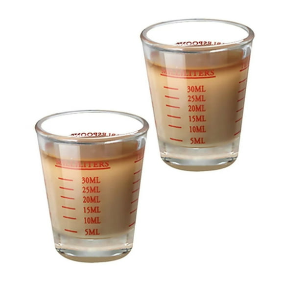 Shoreew Shot Glass Measuring Cups Espresso Jigger with Scale Heavy Glass Cups for Kitchen Bar Accessories Baking Cooking