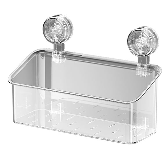 Shoreew Shower Caddy Storage Rack with Drain Holes Transparent Design Removable Slot Easy Installation Storage Basket Strong Suction Shower Shelf