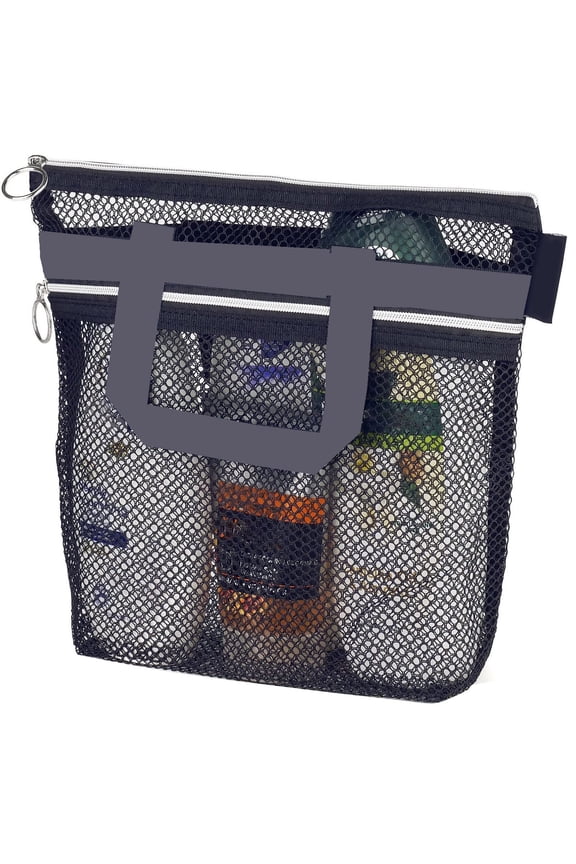 Shower Handbag Hollow Mesh See-through Large Capacity Zipper Closure Quick Drying Portable Cosmetic Bag Shower Caddy Pouch Travel Camp Beach Toiletry Bag