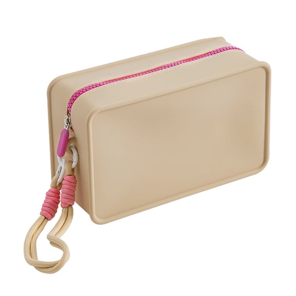 Shoreew Silicone Cosmetic Bag Makeup Brush Organizer Zipper Closure Large Capacity Waterproof Toiletry Bag Portable Cosmetic Pouch