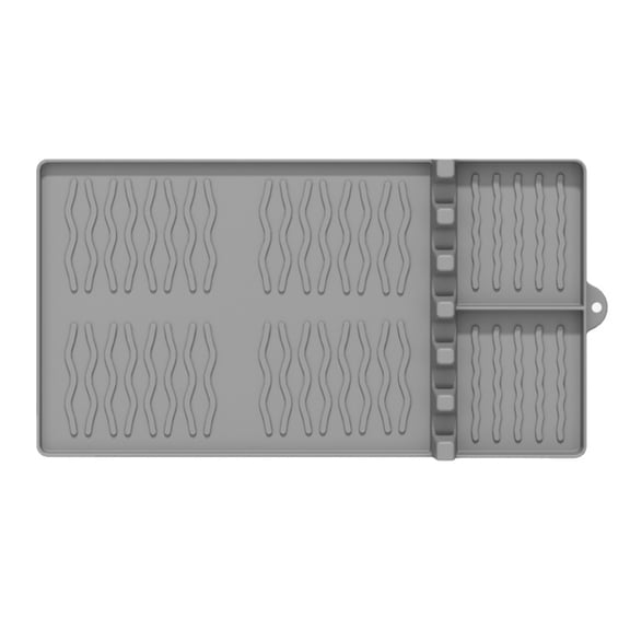 Shoreew Silicone Grill Mat Heat-Resistant Multi-Slot Tool Organizer for BBQ Grilling Non-Slip Food-Grade Side Shelf Pad with Grease Drip Tray Dishwasher Safe Outdoor Accessory
