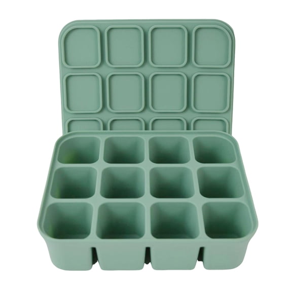 Shoreew Silicone Ice Cube Tray with Lid BPA-Free Flexible Ice Mold for 12 Cubes Space-Saving Stackable Easy Release Square Ice Mold