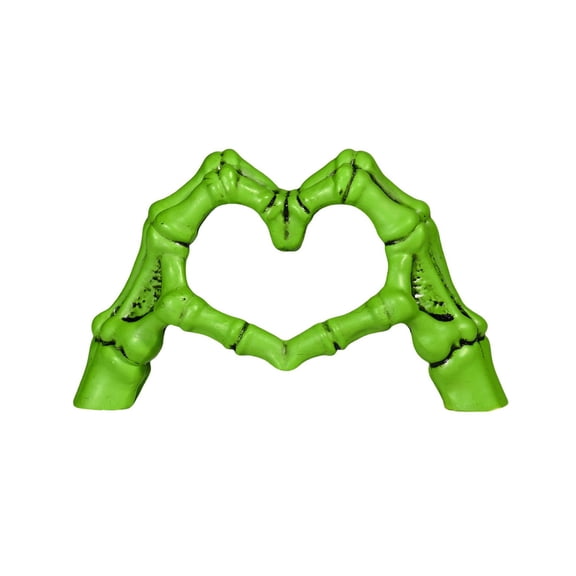 Shoreew Skeleton Love Gesture Statue Resin Heart Shape Hands Sculpture Gothic Heart Skeleton Finger Gesture Figurine Romantic Halloween Gift for Couples Friends
