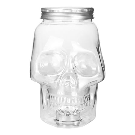 Shoreew Skull Canning Jar with Lid Food Grade BPA Free Large Capacity Leakproof Reusable Halloween Drinking Glasses Jar Beverage Holder