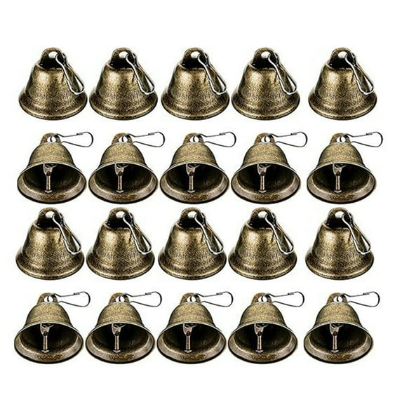 Shoreew Small Bell Christmas Ornaments Vintage Brass Jingle Bells with Hook for Hanging Wind Chimes Making Home Wedding Christmas Party Decoration