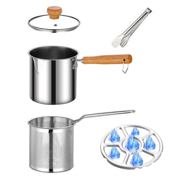 Shoreew Stainless Steel Deep Fryer Pot with Basket Lid Deep Oil Fryer Pan Multi-Purpose Mini Fryer Pan for Fries Chicken Fish Shrimp Bacon