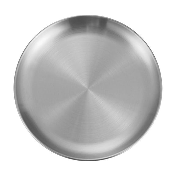 Shoreew Stainless Steel Dinner Plates Round Salad Serving Plate Easy to Clean Pizza Fruit Bowl for Home Kitchen Outdoor Camping BBQ