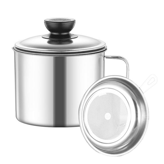 Shoreew Stainless Steel Oil Strainer Pot Container Jug with Filter Cooking Oil Storage Can Kitchen Gadget for Cooking Oil Storage Filtering