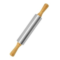 Shoreew Stainless Steel Rolling Pin for Baking Pizza Dough Bread Pie Pastry Rollers with Wooden Handles Adjustable Thickness Kitchen Tools