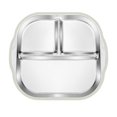 thumbnail image 1 of Shoreew Stainless Steel Toddler Plate with Suction Base 3-Compartment Baby Bowl Non-Slip Silicone Grip Unbreakable Metal Kids Dish, 1 of 7