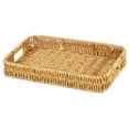 thumbnail image 1 of Shoreew Storage Basket with Handle Manual Braided Faux Rattan Rectangle Shape Hollow Drainage Party Picnic Fruit Snacks Bread Serving Tray Coffee Table Organizer, 1 of 6