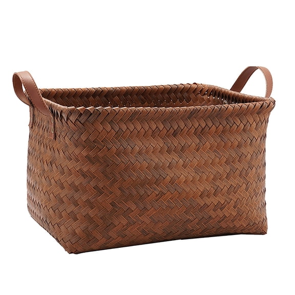 Shoreew Storage Basket Woven Great Load Bearing Handles Flexible Pressure Resistant Large Capacity Smooth Outdoor Vegetable Fruit Toys Storage Basket Laundry Picnic Basket