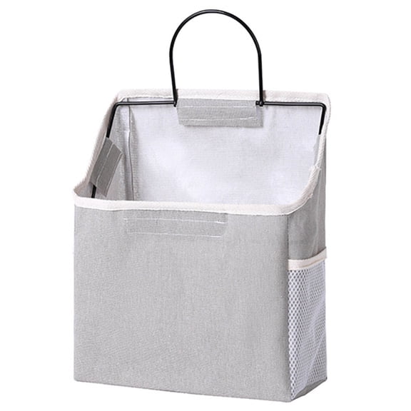 Shoreew Storage Hanging Bag Large Capacity with Mesh Pocket Multi-functional Bedside Cotton Linen Organising Storage Bag