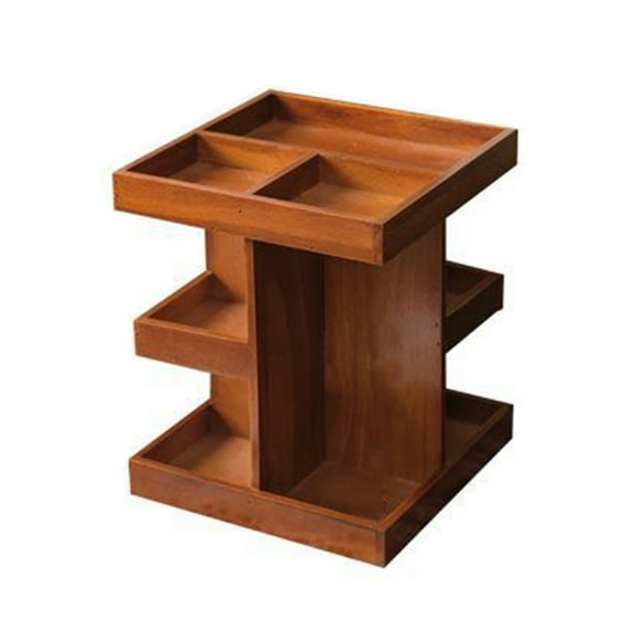 Shoreew Storage Rack Cosmetic Organizer Large Capacity Multi-Layer Design 360-Degree Rotatable Wood Perfume Shelf Display Holder