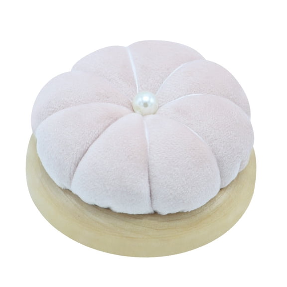 Shoreew Stuffed Pin Cushion Pumpkin Shaped Sewing Needle Pad Flannel Pincushion with Wooden Base for Sewing Projects DIY Craft