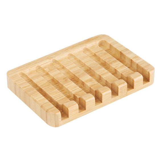 Shoreew Teak Soap Box with Drainage Anti-Slip Soap Dish Bamboo Teak Shower Caddy Handcrafted Teak Soap Dish Bathroom Accessory