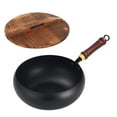 thumbnail image 1 of Shoreew Traditional Forged Iron Wok with Wooden Lid Non-Stick Uncoated Iron Pan Japanese Cookware for Gas Induction & Electric Stoves, 1 of 7
