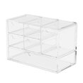 thumbnail image 1 of Shoreew Transparent Storage Box 3 Tiers 6 Compartments Jewelry Cosmetic Classification Storage Pull-out Drawers Stackable Dustproof Bedroom Desktop Organizer, 1 of 7