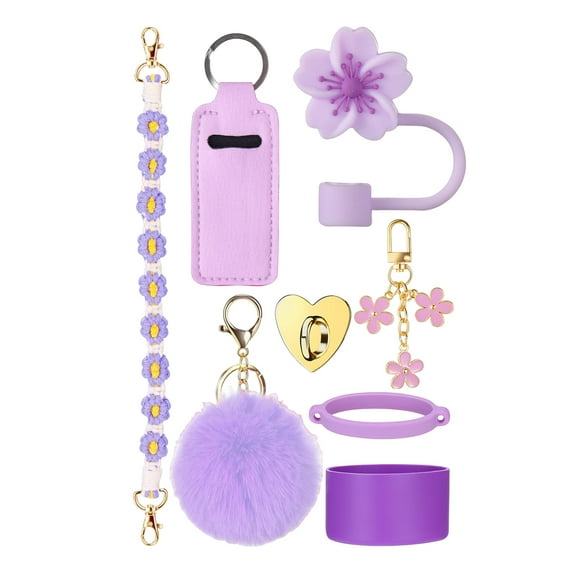 Shoreew Tumbler Sleeve Water Bottle Protective Cover Set Silicone Bottle Sleeve with Handle Strap Straw Lid Cup Decorative Accessories for Stanley Tumbler