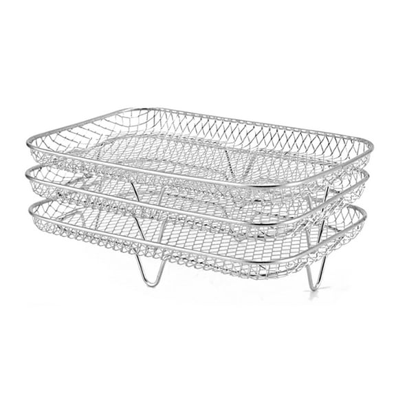 Shoreew Universal Air Fryer Rack Rustproof Dishwasher Safe Stackable Three Layer Air Fryer Rack Stainless Steel Dehydrator Rack