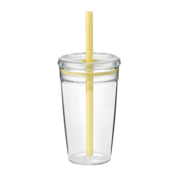 Shoreew Water Cup with Lid And Straw 450ML BPA-Free Reusable Iced Coffee Cup Clear Plastic Drinkware for Tea Smoothies