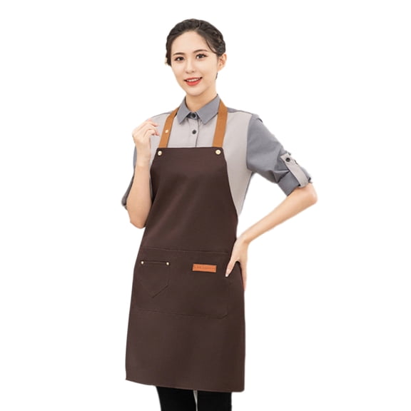 Shoreew Waterproof Apron for Men Women Adjustable Length Waist Tie Multi-Pocket Apron for Kitchen Grill Restaurant Bar Cafe Beauty Salon Nail Studio Uniforms