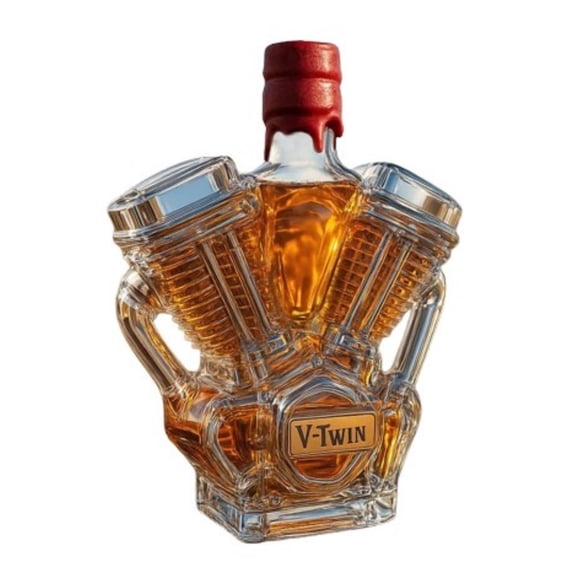 Shoreew Whiskey Bottle Motorcycle Engine Decanter Handmade Glass Bottle Mechanical Aesthetics Liquor Container for Motorcycle Enthusiasts