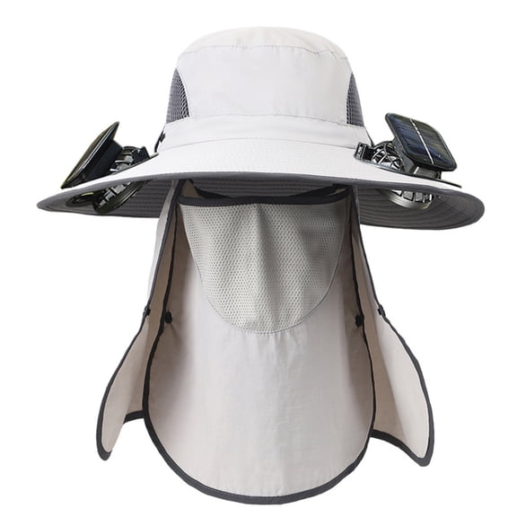 Shoreew Wide Brim Bucket Hat with Solar Fan &  - Lightweight UV Protection Hat, Foldable Design for Hiking, Gardening, Travel, 3-Speed Ventilation