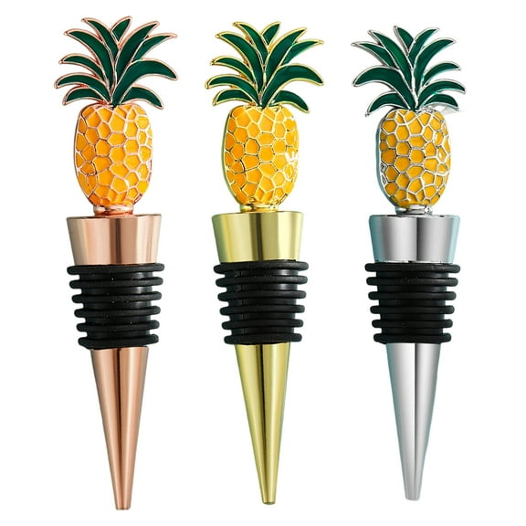 Shoreew Wine Bottle Stopper Pineapple Design Vacuum Sealed Twist Cap Reusable Champagne Stopper Red Wine Cork for Bar Tools Wine Gifts