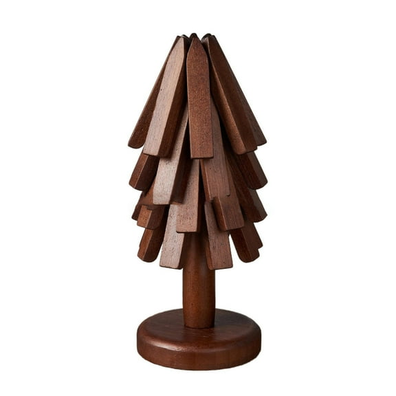 Shoreew Wooden Trivets for Hot Dishes 3/4Pcs Tree Shape Coasters Set with Stand Wooden Tripod Coaster Set Kitchen Table Decor Accessories