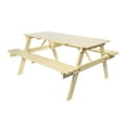 thumbnail image 1 of Shoreham 59" Modern Classic Outdoor Wood Picnic Table Benches with Umbrella Hole, Almond, 1 of 10