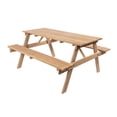 thumbnail image 1 of Shoreham 59" Modern Classic Outdoor Wood Picnic Table Benches with Umbrella Hole, Light Teak, 1 of 10