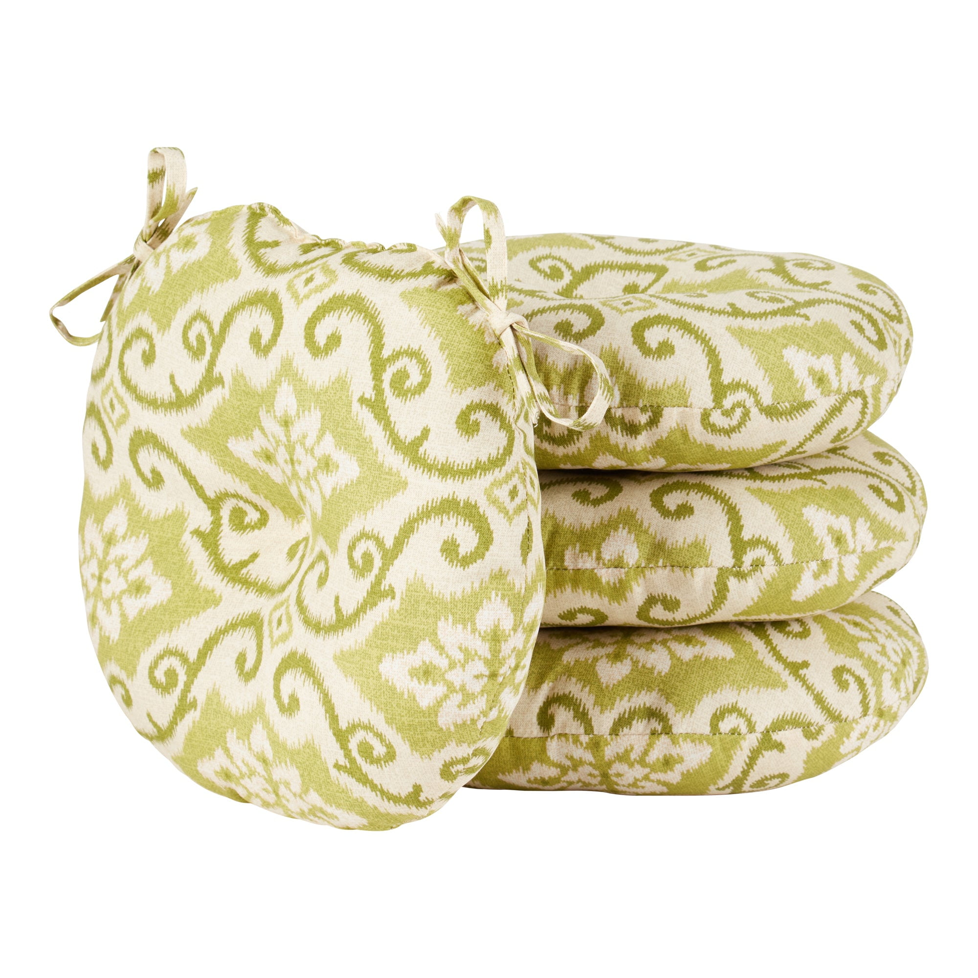 Shoreham Green Ikat Round Outdoor Bistro Chair Cushions Set