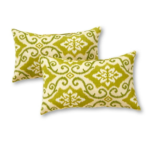 Shoreham Green Ikat 19 x 12 in. Outdoor Rectangle Throw Pillow (Set of 2) by Greendale Home Fashions