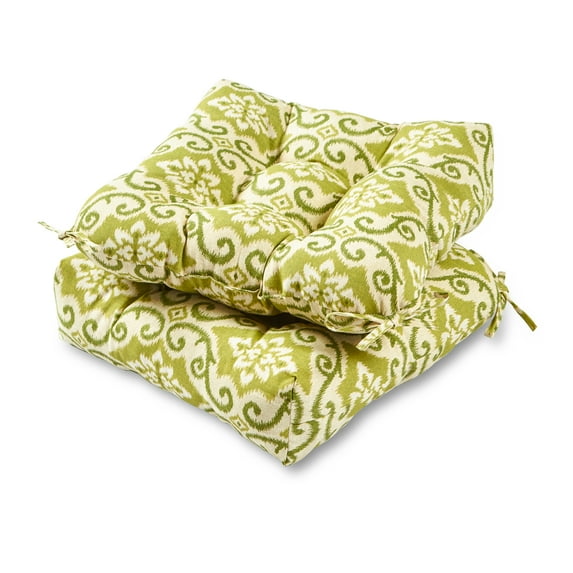 Greendale Home Fashions Tufted Outdoor 20'' x 20'' Seat Cushion, Set of 2, Shoreham Ikat
