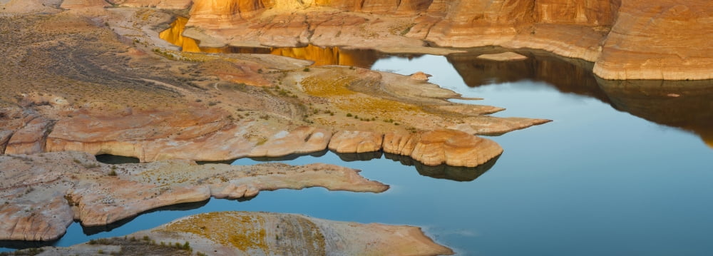 Shoreline of Lake Powell seen from Alstrom Point on Romana Mesa Glen Canyon National Recreation Area ArizonaUtah USA Canvas Art - Panoramic Images (36 x 12)