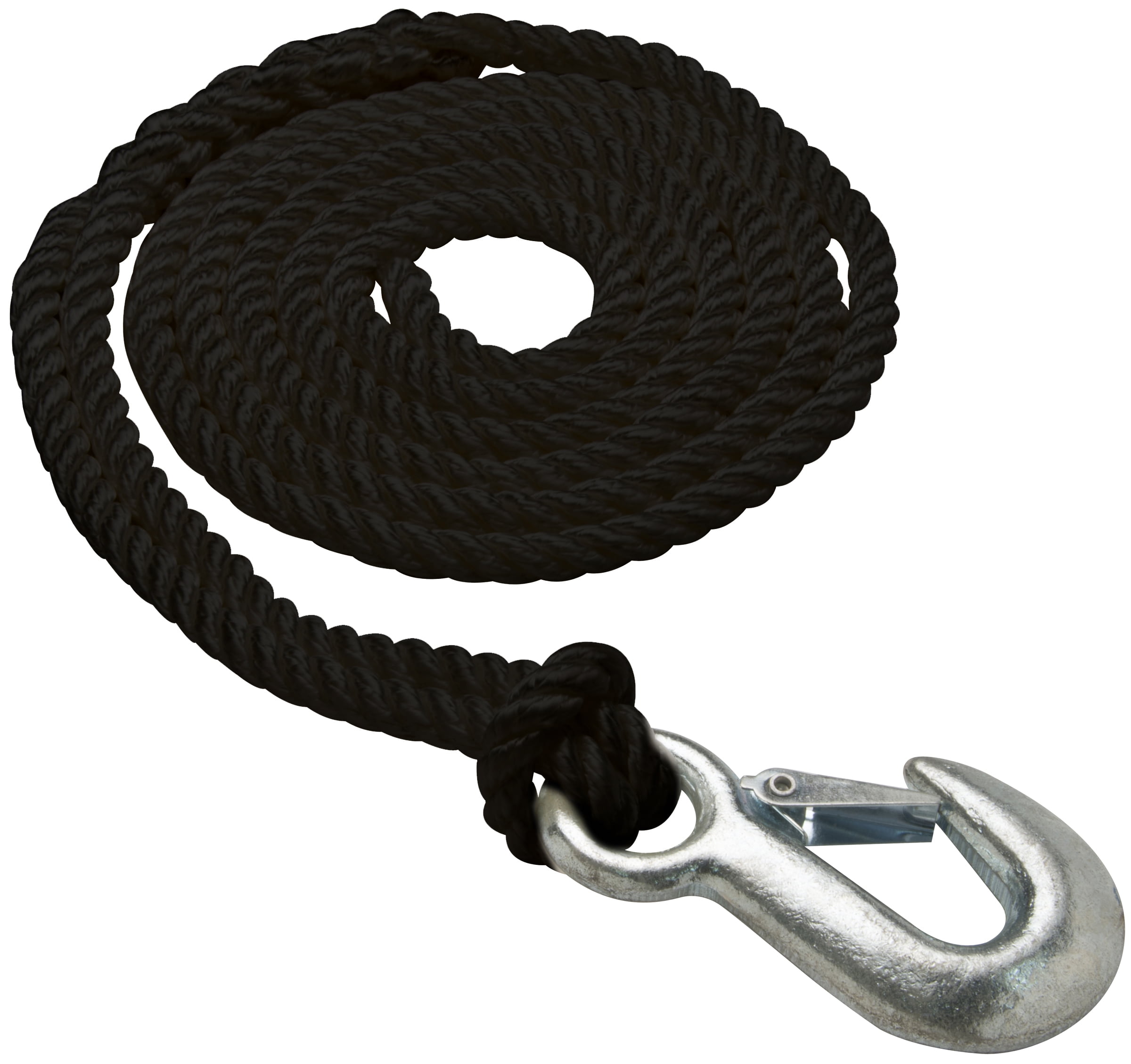 Shoreline Marine 3Strand Braided Winch Rope with Hook, 3/8 in x 20 ft