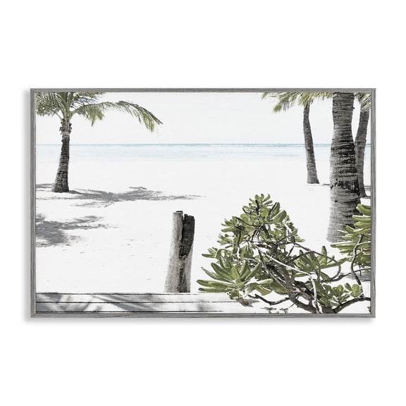 Stupell Industries Shoreline Palms Landscape Gray Framed Giclee Art, design by Noah Bay, 16 x 24