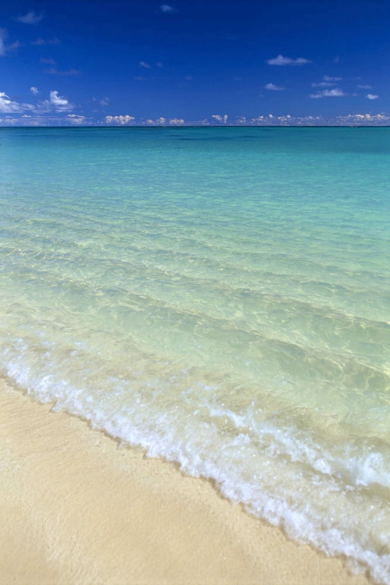 Shoreline Water Breaking Onto Shore Turquoise Ocean Clouds Along Horizon C1725 Canvas Art - Dana Edmunds Design Pics (12 x 19)