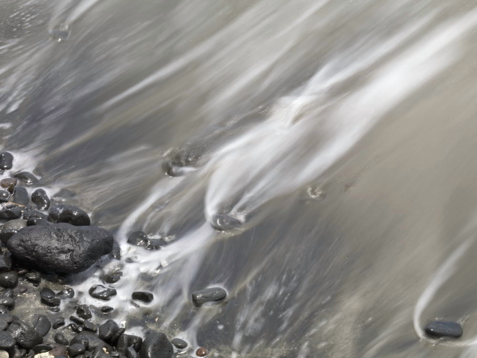 Shoreline Water Lapping Up Against A Rocky Shoreline Canvas Art - Keith Levit Design Pics (34 x 26)