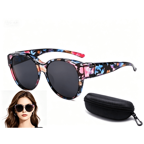 Shoreside Fit Over Sunglasses,Trendy Round Cat-Eye Sunglassess For Women Men