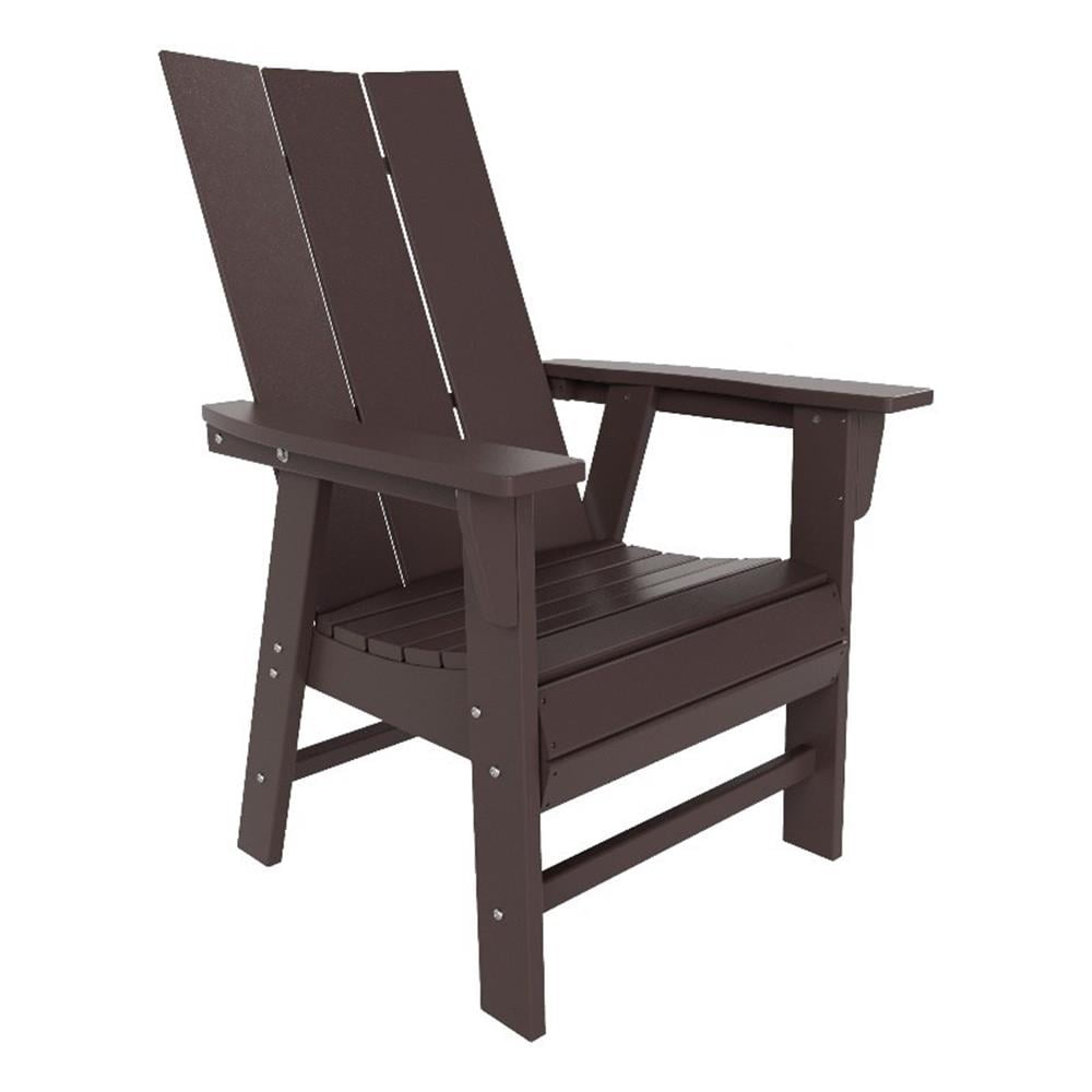 Dark Brown HDPE Modern Slat Back Dining Chair with Arms