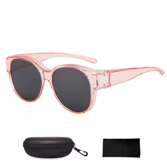 Shoreside Polarized Fit-Over Sunglasses, Trendy Round Cat-Eye Sunglasses for Women & Men (F)