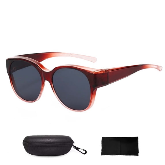Shoreside Polarized Fit-Over Sunglasses, Trendy Round Cat-Eye Sunglasses for Women & Men (L)