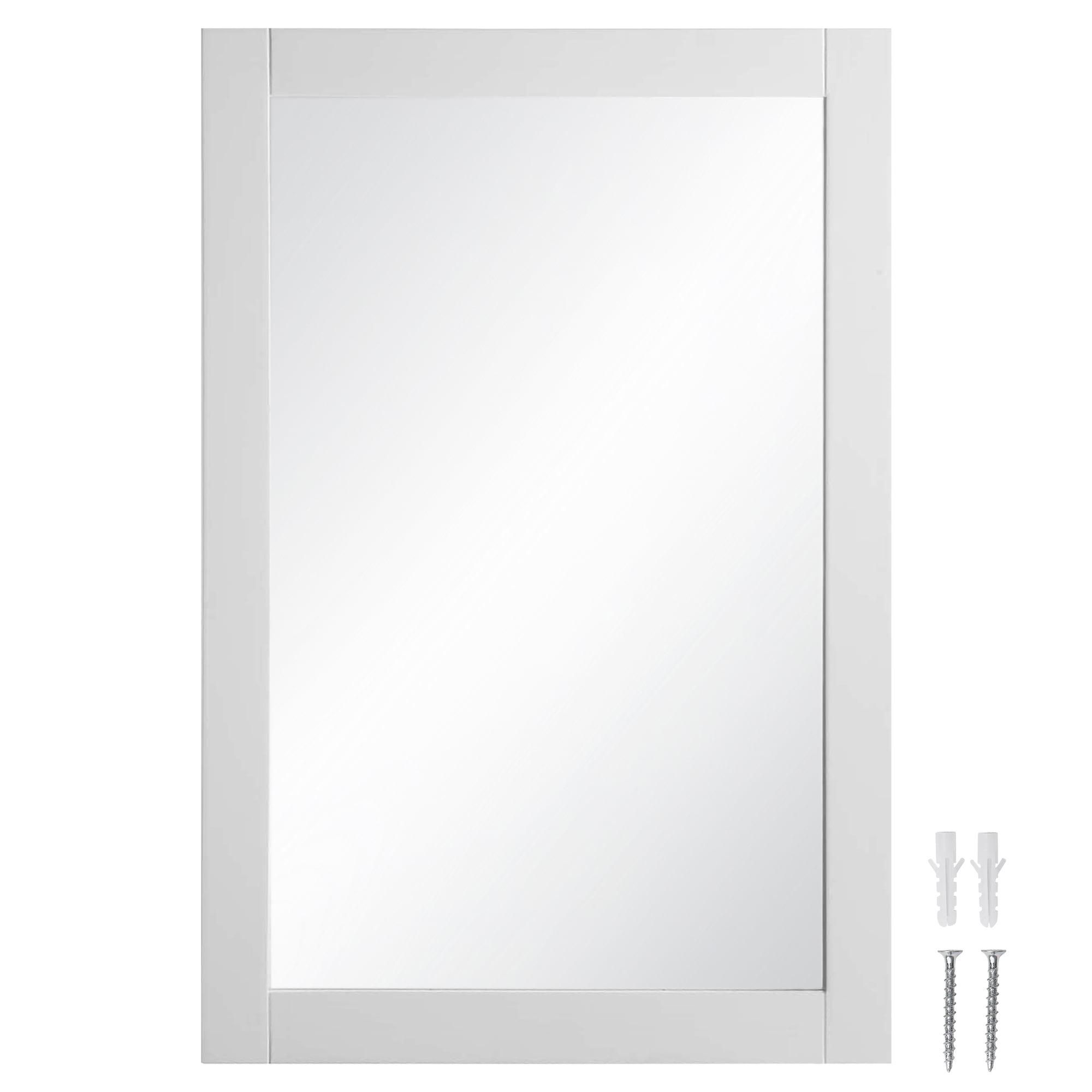 Shorewood 30-Inch White Wooden Rectangular Wall Mirror